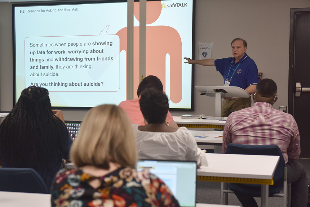 Instructor shows the slide to the students